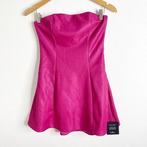 Lulus‎ Dress Stunning Reputation Shiny Magenta Pink Mini With Pockets Medium